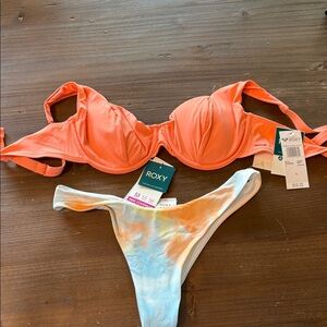 Roxy Coral Underwire Bikini Top with Pastel Tie-Dye Bottom SET